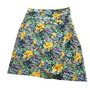Maria Luisa B Women's A-Line Skirt Sz 48 Silk Floral Wrap Front Made In Italy